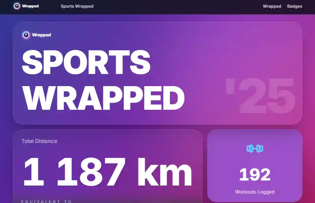 Front design of the Fitness Wrapped web game tile with reactive shine